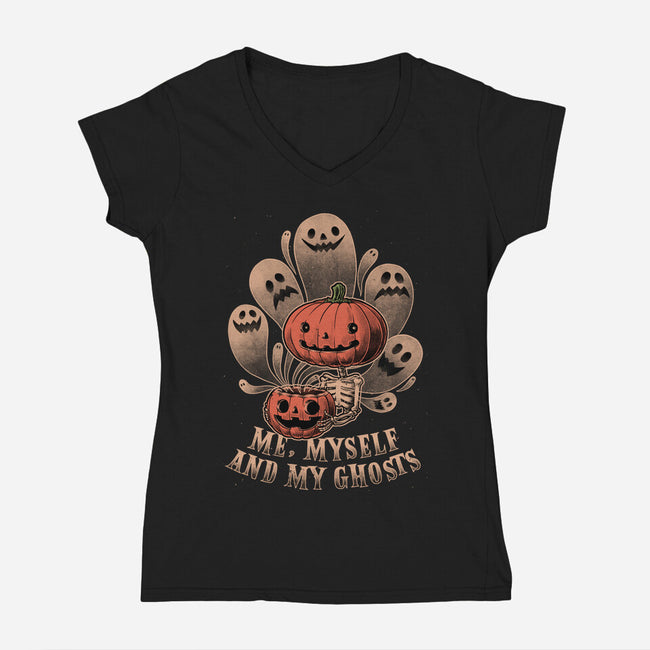 My Ghosts-Womens-V-Neck-Tee-Studio Mootant