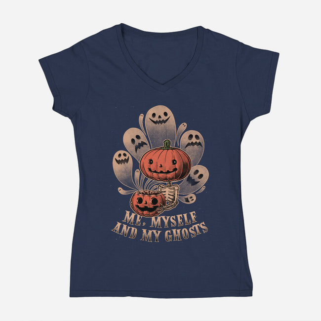 My Ghosts-Womens-V-Neck-Tee-Studio Mootant