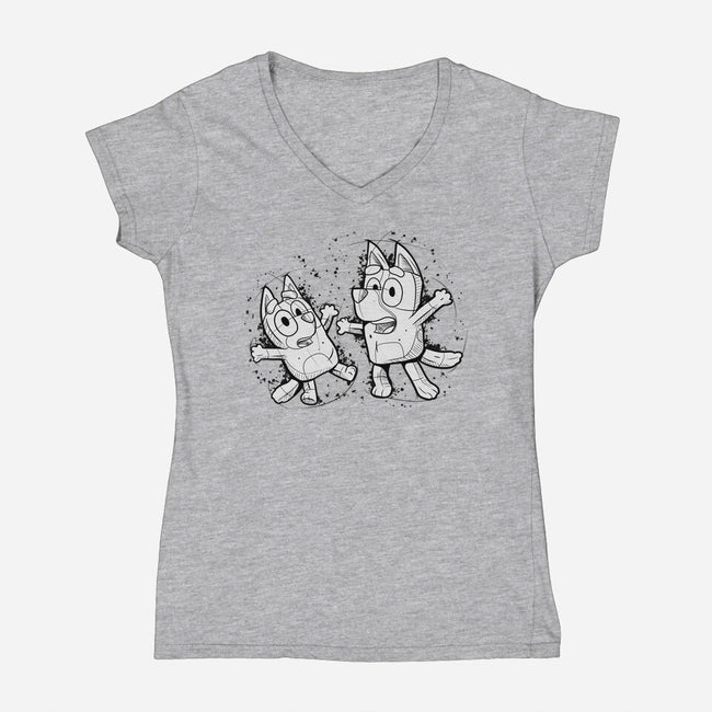 Cartoon Dog Sketch-Womens-V-Neck-Tee-nickzzarto