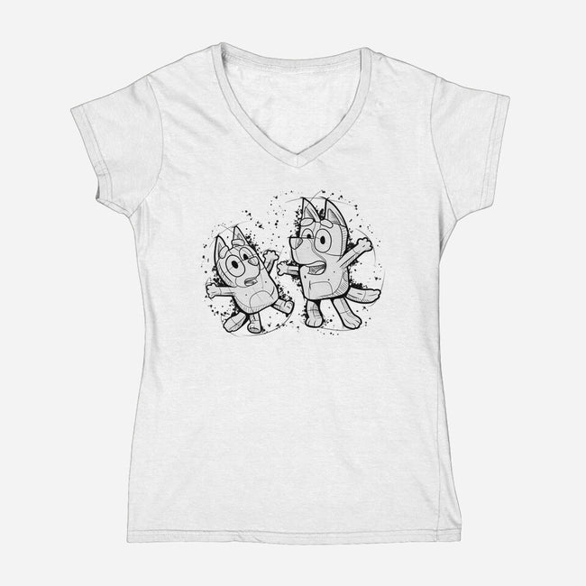 Cartoon Dog Sketch-Womens-V-Neck-Tee-nickzzarto