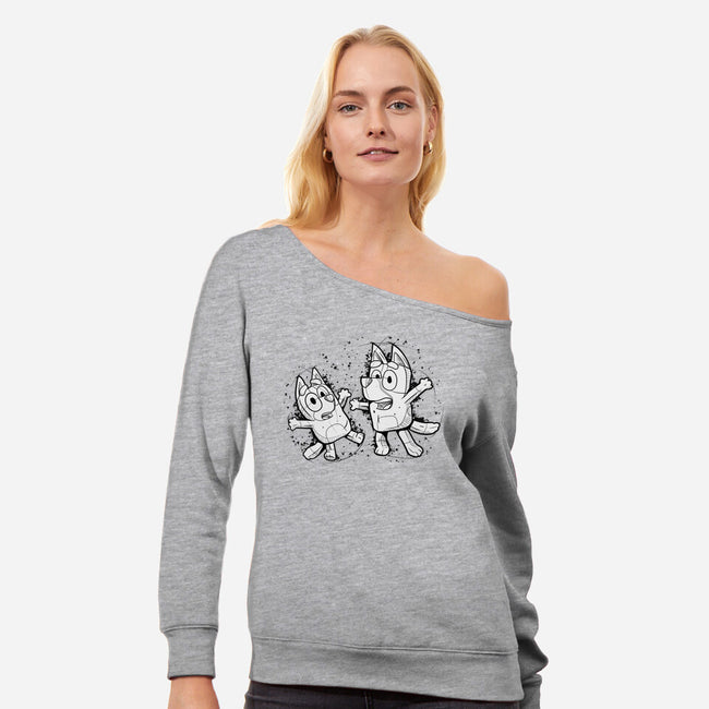 Cartoon Dog Sketch-Womens-Off Shoulder-Sweatshirt-nickzzarto