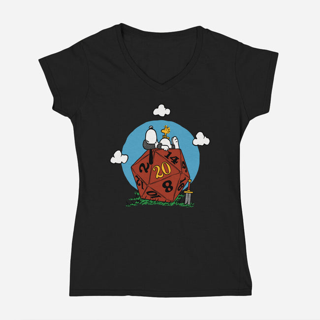 Comic Dog RPG-Womens-V-Neck-Tee-Studio Mootant