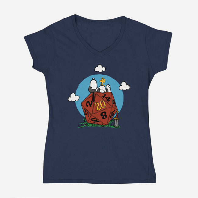 Comic Dog RPG-Womens-V-Neck-Tee-Studio Mootant