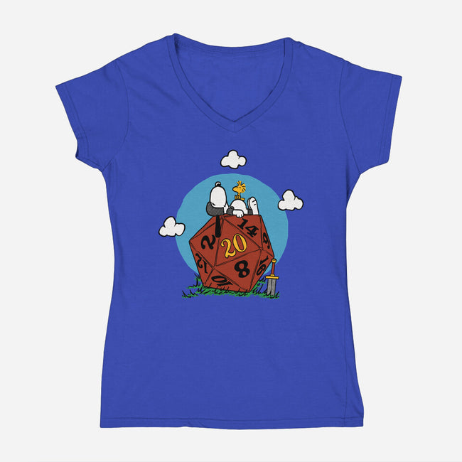 Comic Dog RPG-Womens-V-Neck-Tee-Studio Mootant