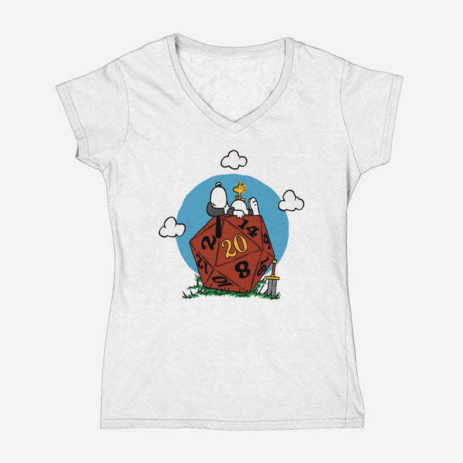 Comic Dog RPG-Womens-V-Neck-Tee-Studio Mootant