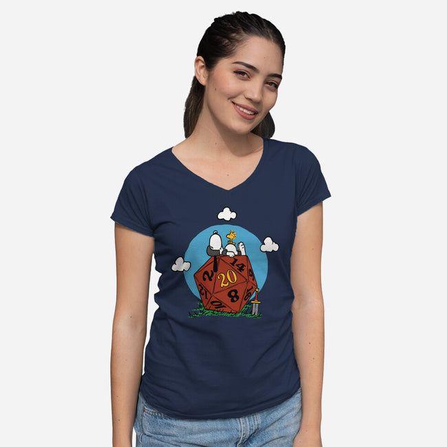 Comic Dog RPG-Womens-V-Neck-Tee-Studio Mootant