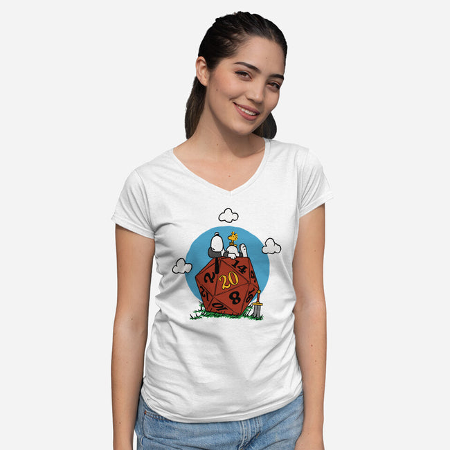 Comic Dog RPG-Womens-V-Neck-Tee-Studio Mootant