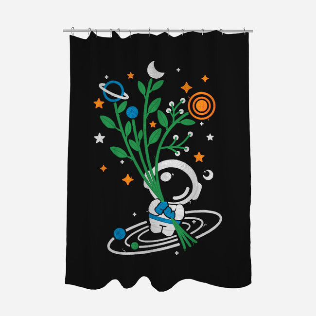 Astronaut Embroidery-None-Polyester-Shower Curtain-NemiMakeit