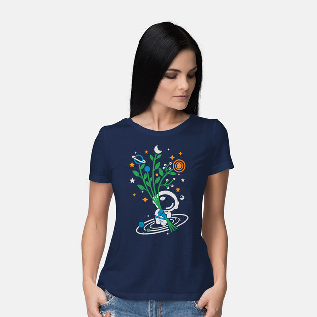 Astronaut Embroidery-Womens-Basic-Tee-NemiMakeit