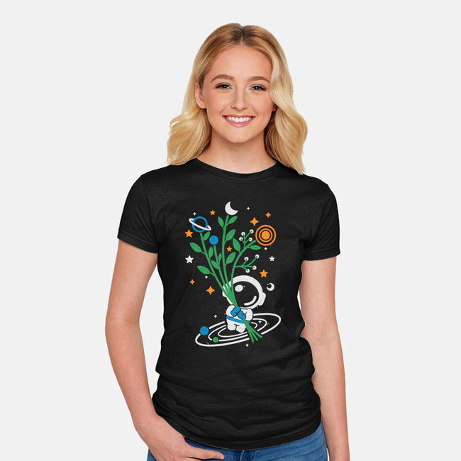 Astronaut Embroidery-Womens-Fitted-Tee-NemiMakeit