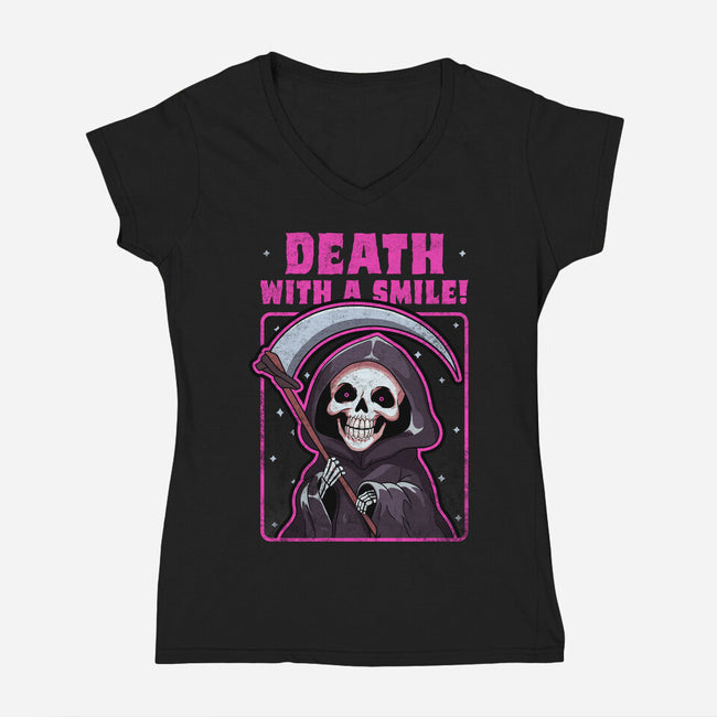 Death With A Smile-Womens-V-Neck-Tee-fanfreak1