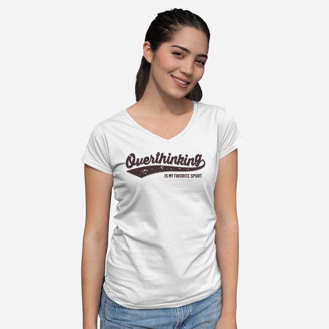 Overthinking Champ-Womens-V-Neck-Tee-retrodivision