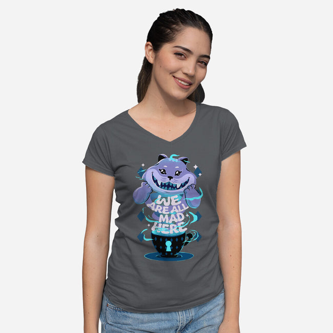 Cheshire's Tea-Womens-V-Neck-Tee-IKILO