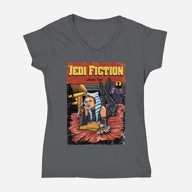 Jedi Fiction-Womens-V-Neck-Tee-joerawks