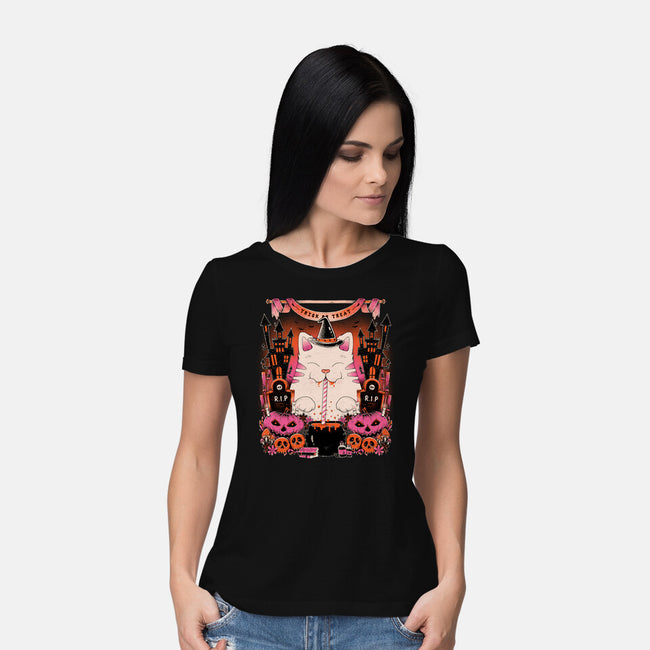 Witch Cat-Womens-Basic-Tee-GODZILLARGE