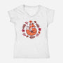 Fox Embroidery Patch-Womens-V-Neck-Tee-NemiMakeit