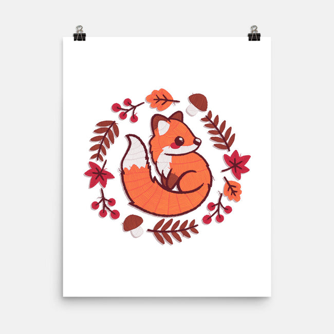 Fox Embroidery Patch-None-Matte-Poster-NemiMakeit