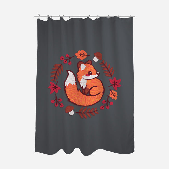 Fox Embroidery Patch-None-Polyester-Shower Curtain-NemiMakeit
