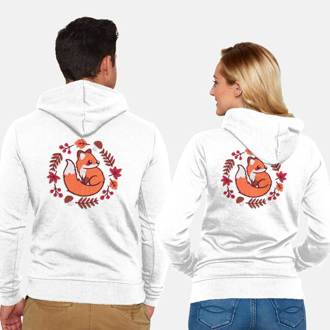 Fox Embroidery Patch-Unisex-Zip-Up-Sweatshirt-NemiMakeit
