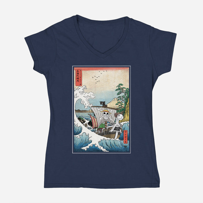 Going Merry In Japan-Womens-V-Neck-Tee-DrMonekers