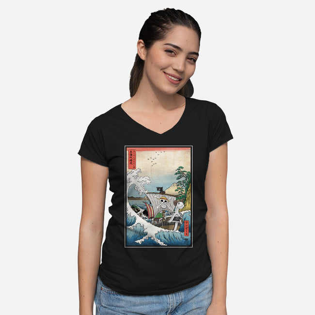 Going Merry In Japan-Womens-V-Neck-Tee-DrMonekers