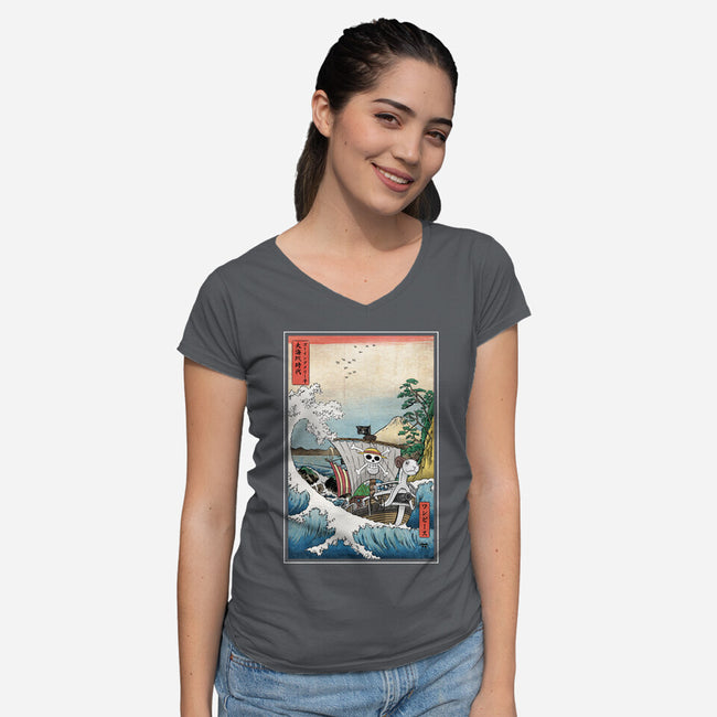 Going Merry In Japan-Womens-V-Neck-Tee-DrMonekers