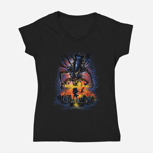 Alien You Shall Not Pass-Womens-V-Neck-Tee-zascanauta