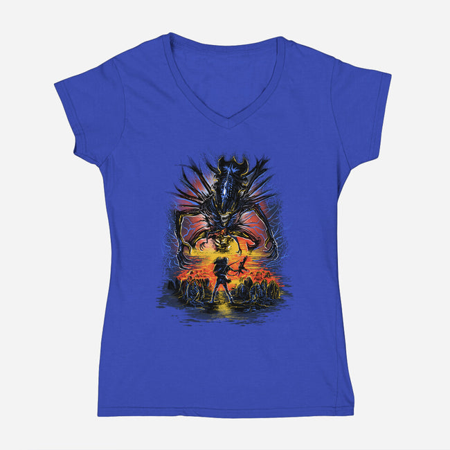 Alien You Shall Not Pass-Womens-V-Neck-Tee-zascanauta