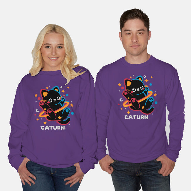 Caturn Embroidery Patch-Unisex-Crew Neck-Sweatshirt-NemiMakeit