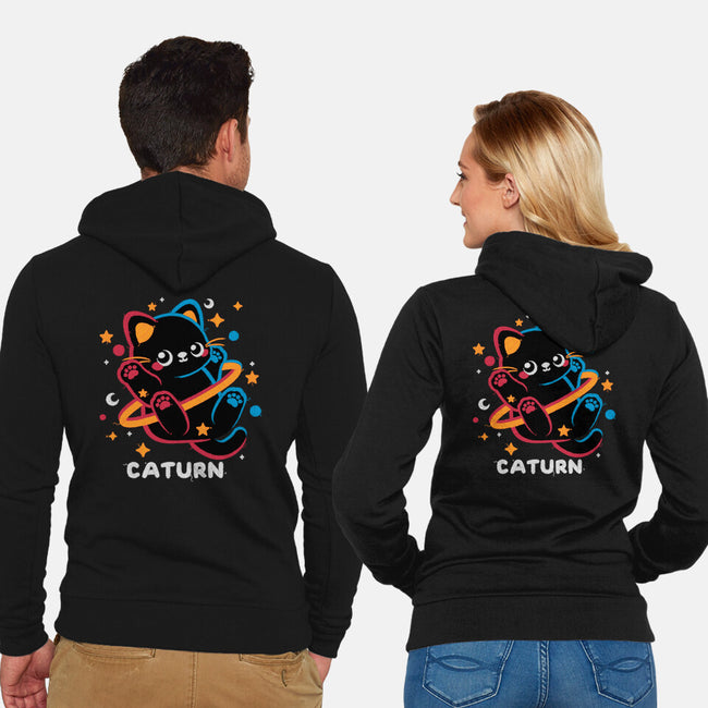 Caturn Embroidery Patch-Unisex-Zip-Up-Sweatshirt-NemiMakeit