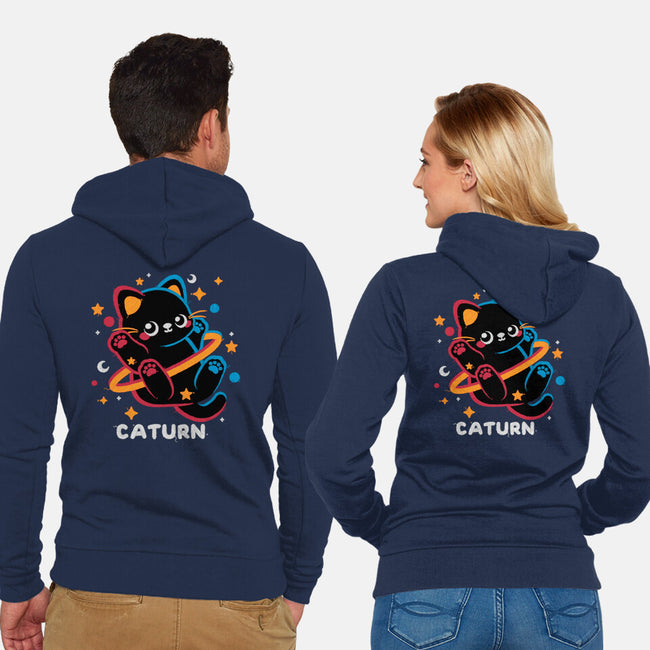 Caturn Embroidery Patch-Unisex-Zip-Up-Sweatshirt-NemiMakeit