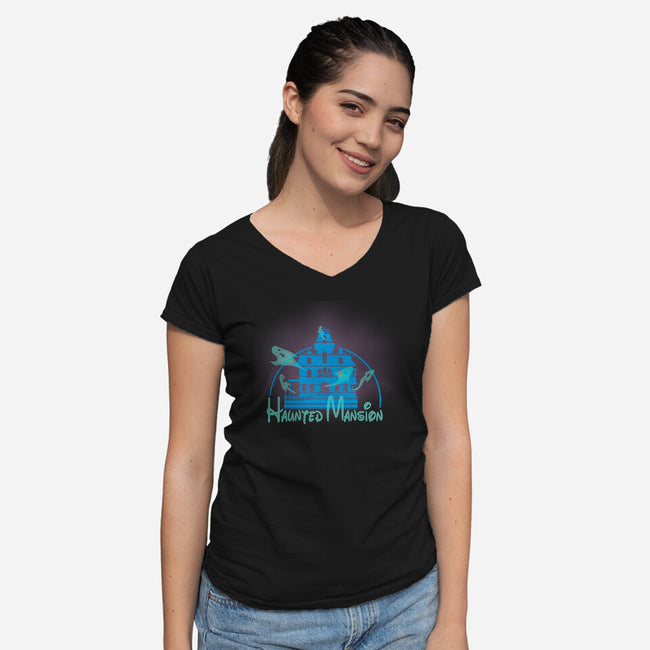 Haunted Mansion-Womens-V-Neck-Tee-Samuel