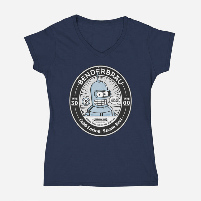 Bender Beer-Womens-V-Neck-Tee-Bear Noise