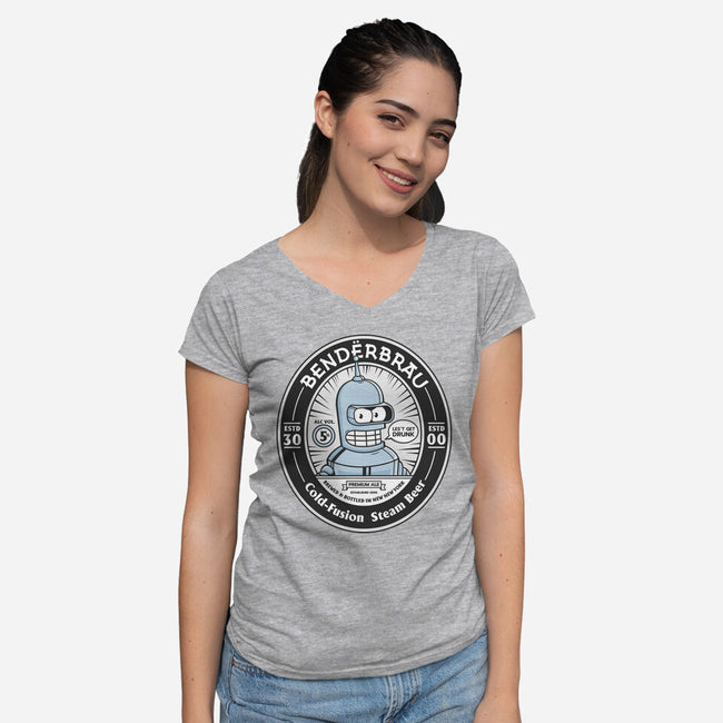 Bender Beer-Womens-V-Neck-Tee-Bear Noise