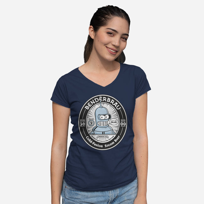 Bender Beer-Womens-V-Neck-Tee-Bear Noise