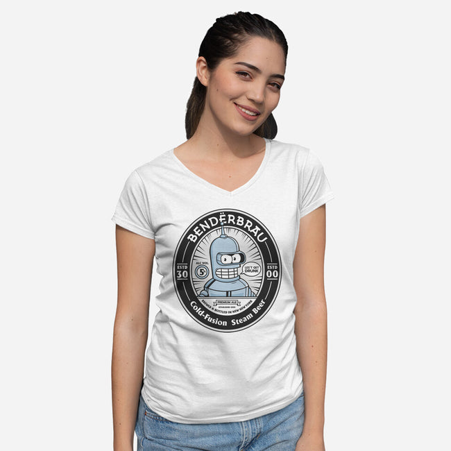 Bender Beer-Womens-V-Neck-Tee-Bear Noise