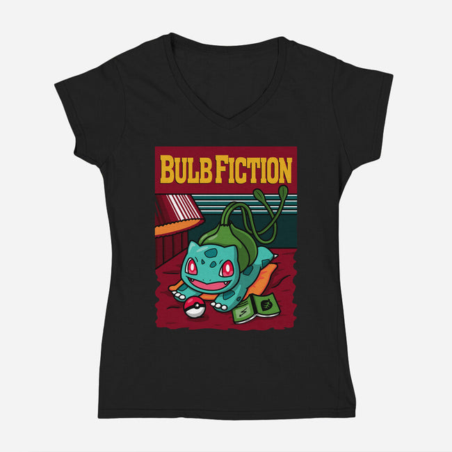 Bulb Fiction-Womens-V-Neck-Tee-Raffiti