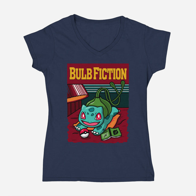 Bulb Fiction-Womens-V-Neck-Tee-Raffiti