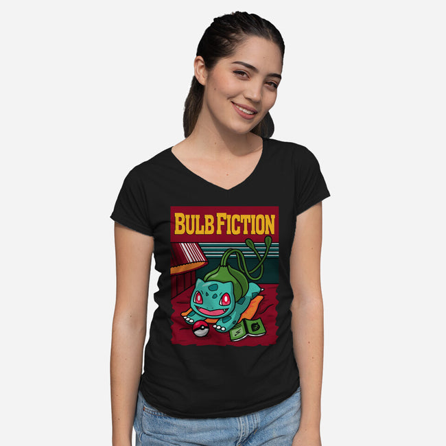 Bulb Fiction-Womens-V-Neck-Tee-Raffiti