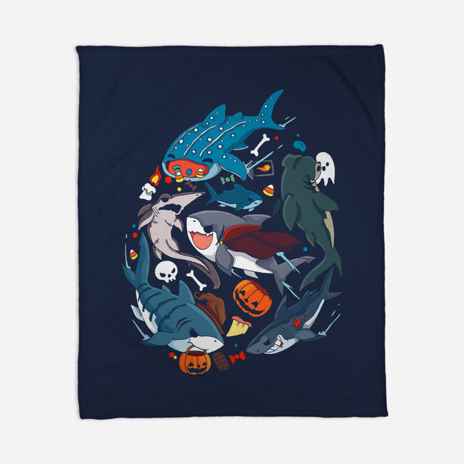 Halloween Sharks-None-Fleece-Blanket-Vallina84