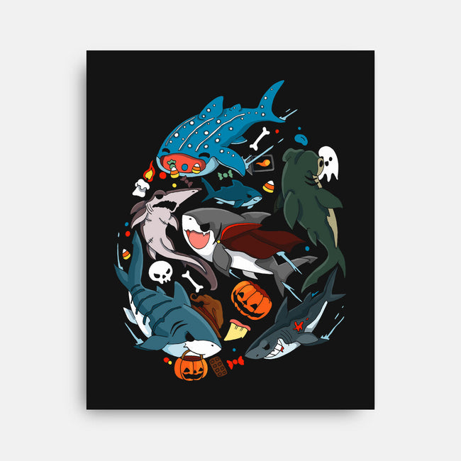 Halloween Sharks-None-Stretched-Canvas-Vallina84
