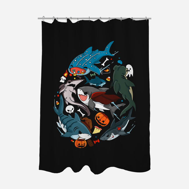 Halloween Sharks-None-Polyester-Shower Curtain-Vallina84