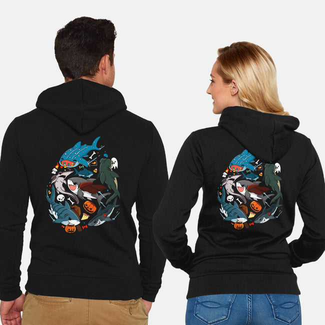 Halloween Sharks-Unisex-Zip-Up-Sweatshirt-Vallina84