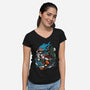 Halloween Sharks-Womens-V-Neck-Tee-Vallina84