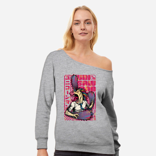 Unicorn Saw Man-Womens-Off Shoulder-Sweatshirt-Studio Mootant