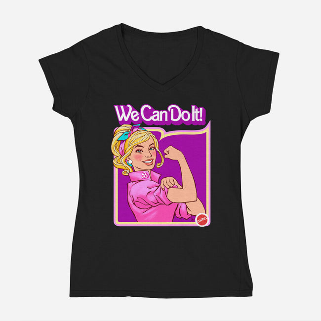 Barbie Can Do It-Womens-V-Neck-Tee-hugohugo