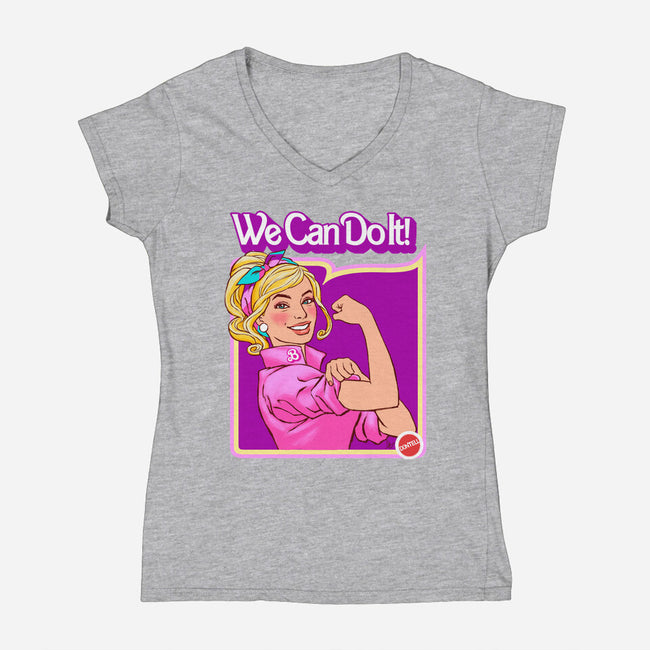 Barbie Can Do It-Womens-V-Neck-Tee-hugohugo