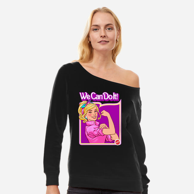 Barbie Can Do It-Womens-Off Shoulder-Sweatshirt-hugohugo