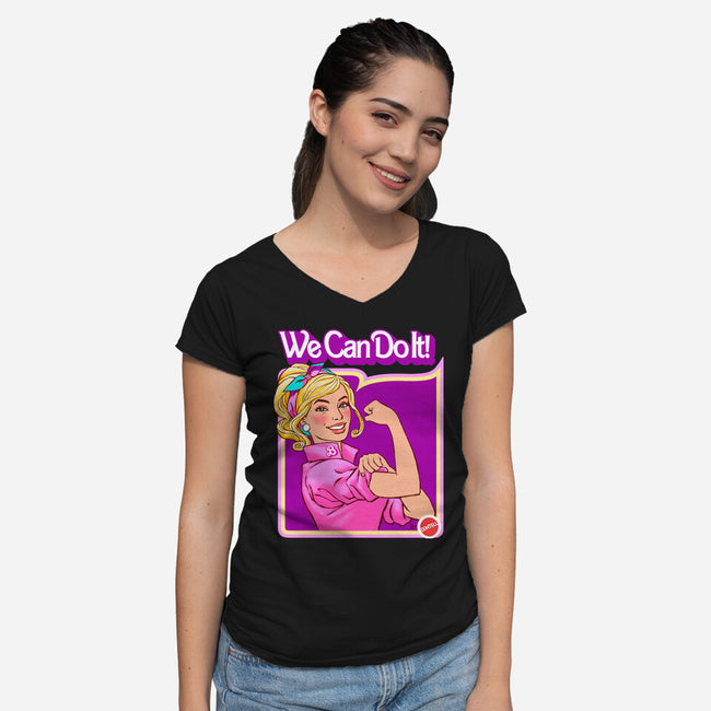 Barbie Can Do It-Womens-V-Neck-Tee-hugohugo