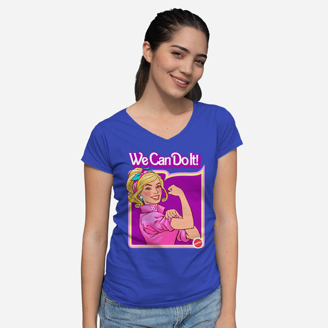 Barbie Can Do It-Womens-V-Neck-Tee-hugohugo